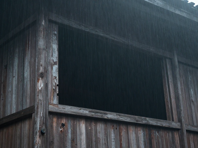 雨雾朦胧中，木质斑驳的建筑结构藏着什么秘密？