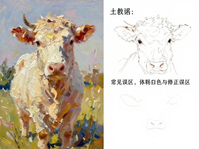 印象派厚涂法教程,动物毛油画笔如何晕染出色块质感