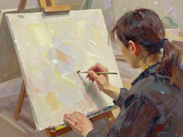 印象派油画写生工作坊，掌握并置笔触技法指南