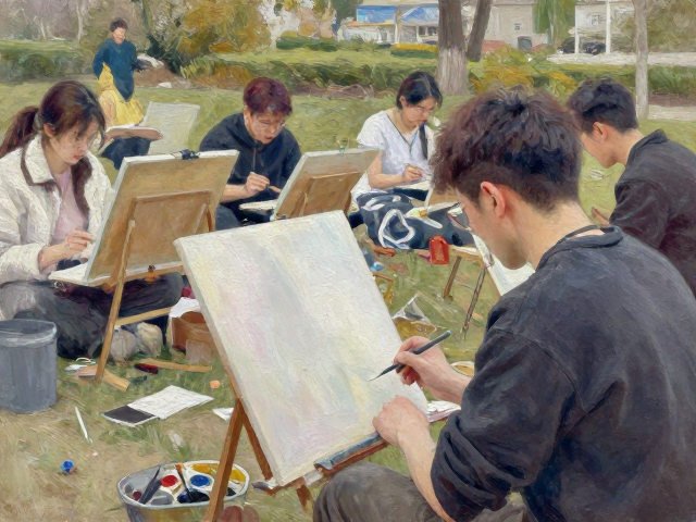 印象派油画干擦法技巧，写生课程与工作坊实战指南