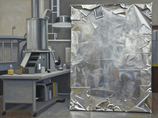 材料实验油画,用金属片与铝箔打造概念艺术展示新视界