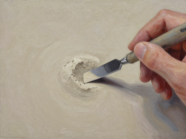 材料实验油画，砂纸刮刀技法解析，现代艺术收藏指南