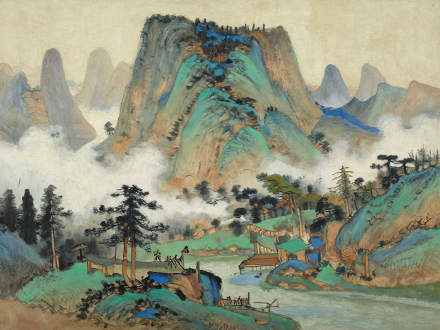 中国写实油画中的毛笔笔触,传统山水意象的现代转化艺术