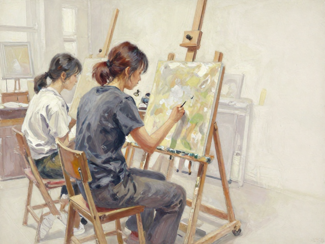 速写性油画练习，干画法在专业油画工坊的实战技巧与教学指南