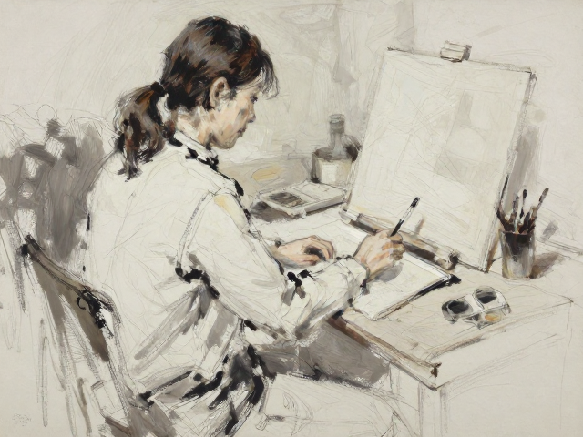 速写性油画练习，画室光线控制与笔触技巧，提升作品质感