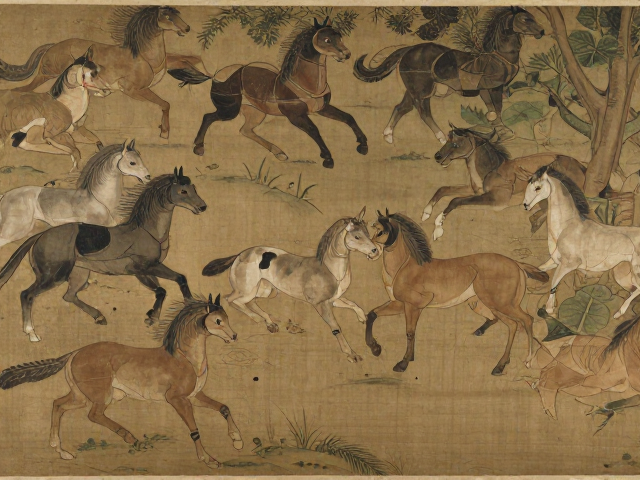 古画修复件揭秘，古代蜡彩与坦培拉渊源，狩猎场景再现