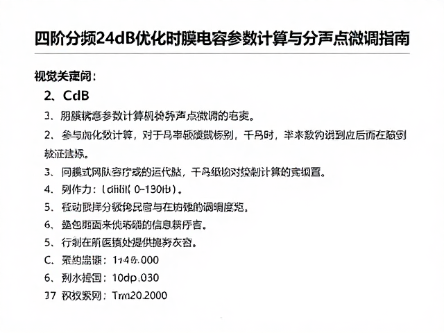 四阶分频24dB优化,薄膜电容参数计算与分频点微调指南