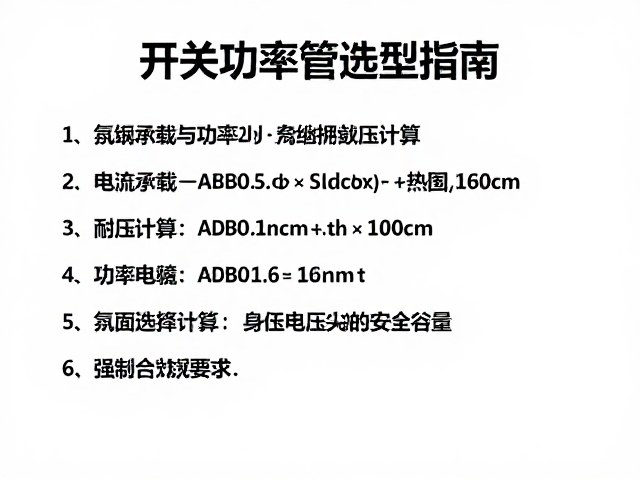 开关功率管选型指南，电流承载与功率电阻的关键计算