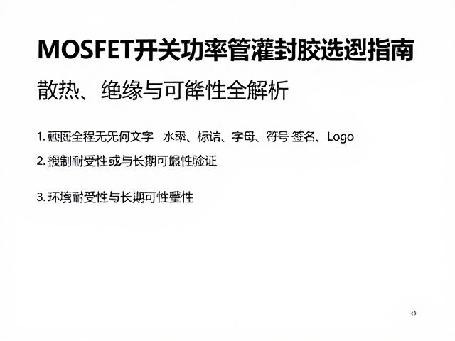 MOSFET开关功率管灌封胶选型指南，散热、绝缘与可靠性全解析