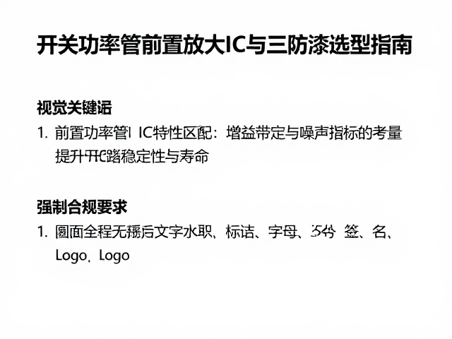 开关功率管、前置放大IC与三防漆选型指南，提升电路稳定性与寿命