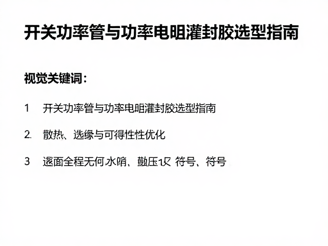 开关功率管与功率电阻灌封胶选型指南，散热、绝缘与可靠性优化