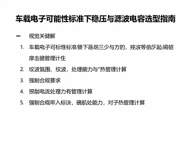 车载电子可靠性标准下稳压与滤波电容选型指南