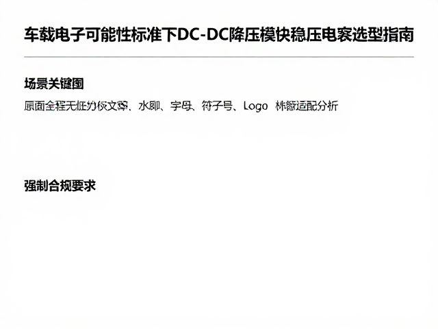 车载电子可靠性标准下DC-DC降压模块稳压电容选型指南