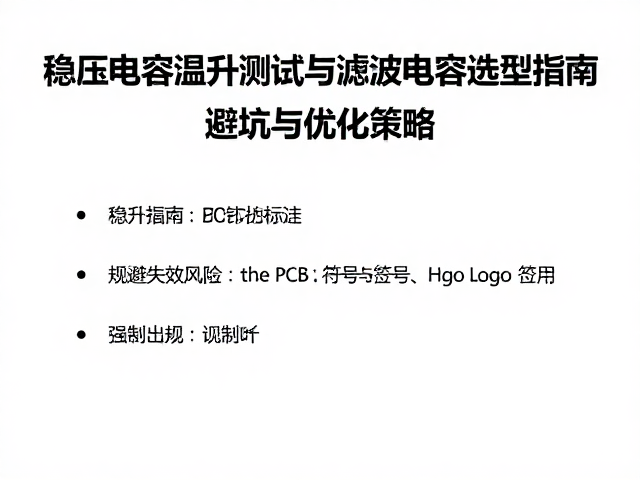 稳压电容温升测试与滤波电容选型指南，避坑与优化策略