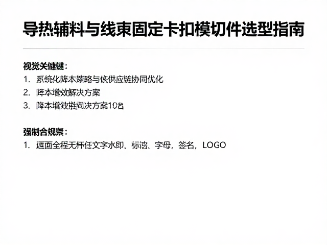 导热辅料与线束固定卡扣模切件选型指南，降本增效解决方案
