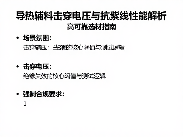 导热辅料击穿电压与抗紫外线性能解析,高可靠选材指南