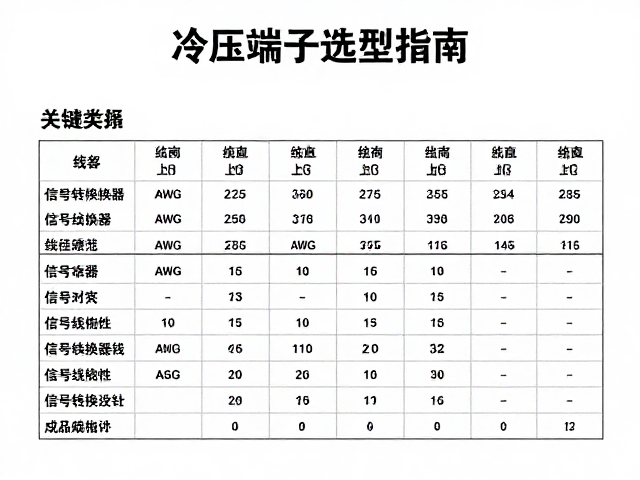 冷压端子选型指南,信号转换器线径AWG对照与规范