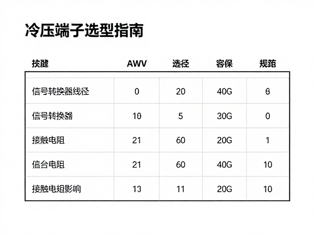 冷压端子选型指南,信号转换器线径AWG对照与规范