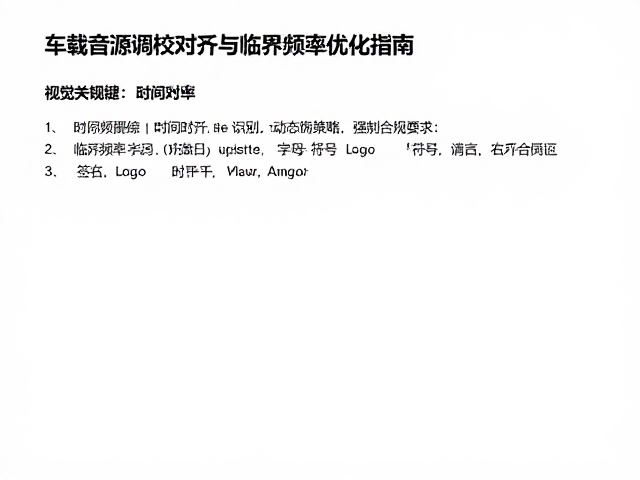 车载音源调校,时间对齐与临界频率优化指南