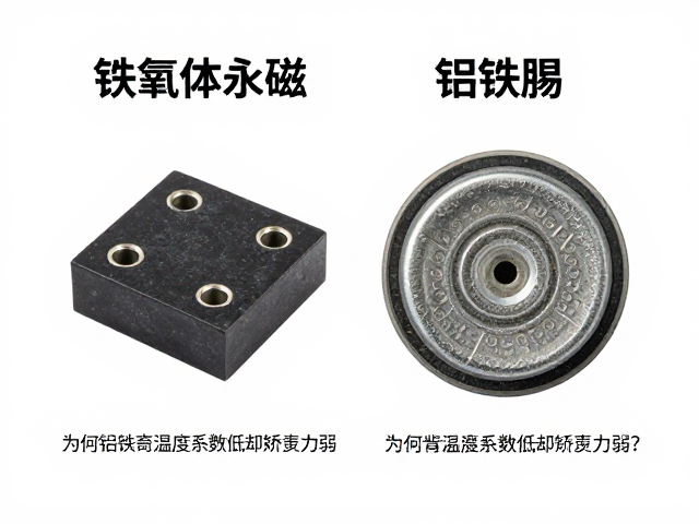 铁氧体永磁与铝镍钴对比,为何铝镍钴温度系数低却矫顽力弱?
