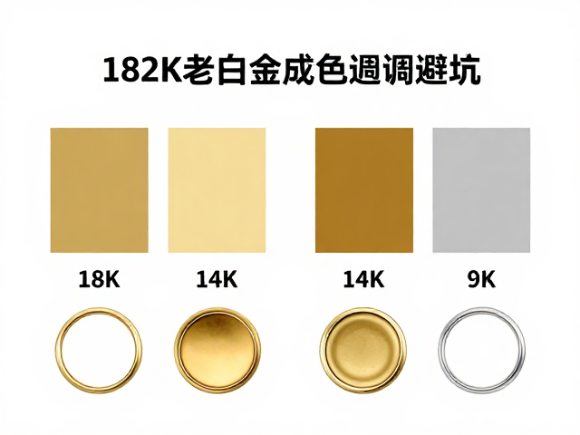 18K/14K/9K金色彩调配指南,揭秘18K老白金成色与选购避坑