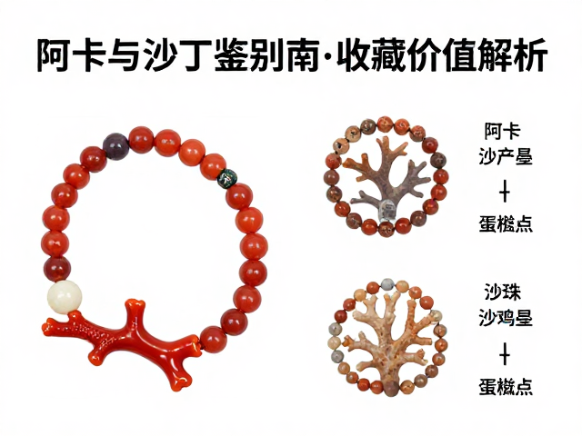 古董海水老珠搭配红珊瑚,阿卡与沙丁鉴别指南及收藏价值解析