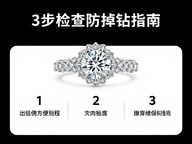 中心大钻蕾丝感首饰镶嵌牢固吗?3步检查防掉钻指南
