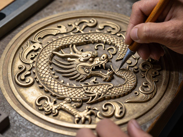 蟠螭龙纹錾刻技艺,神兽造型的古韵之美