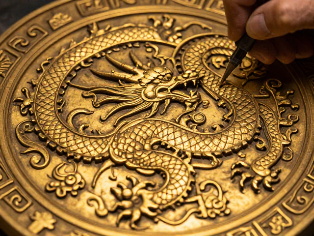 蟠螭龙纹金工技艺复原,细密錾刻的古法之美