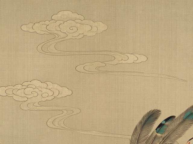 流云纹样与翠鸟羽毛，古画纹样临摹技法详解，传承东方美学意境