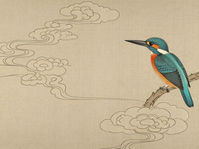 流云纹样与翠鸟羽毛，古画纹样临摹技法详解，传承东方美学意境