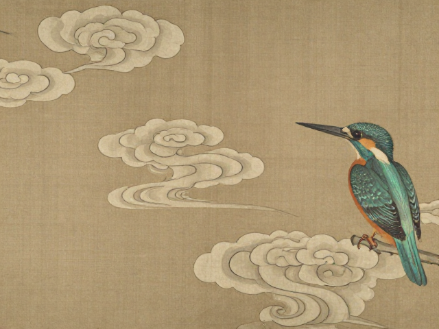 流云纹样与翠鸟羽毛，古画纹样临摹技法详解，传承东方美学意境