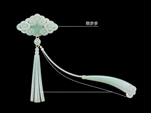 步摇玉雕镶嵌流云纹样,古风首饰的流云之美与工艺解析