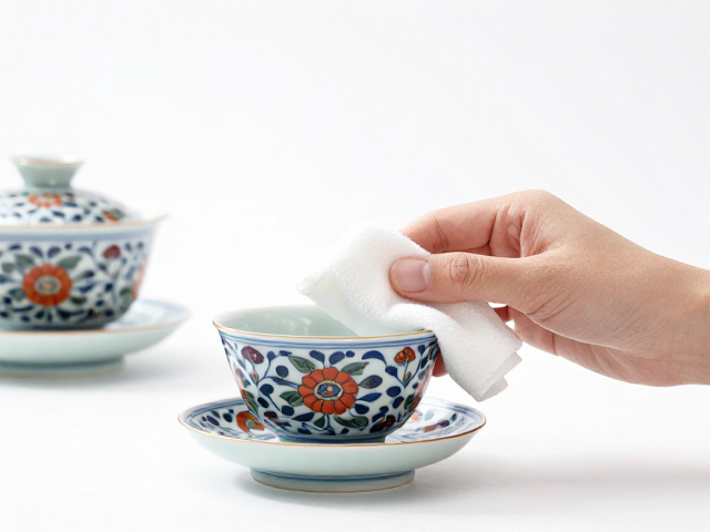 八宝纹茶具养护指南，软布轻拭，重现清雅文人意境