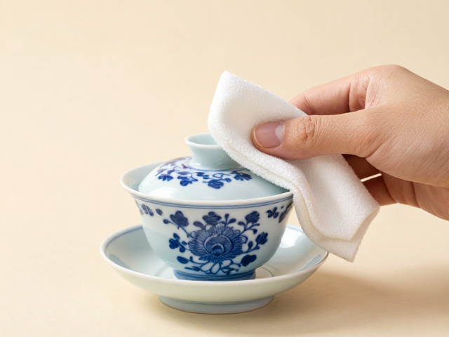八宝纹茶具养护指南，软布轻拭，重现清雅文人意境