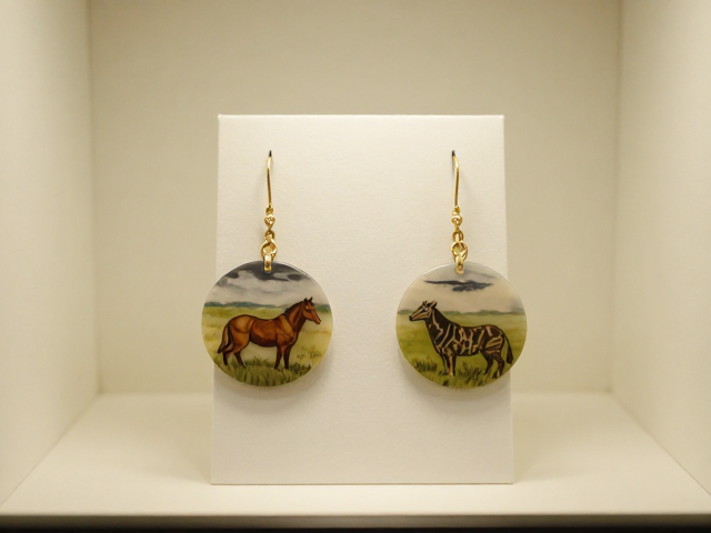 草原动物纹样耳环耳坠,恒温恒湿展厅珍藏级展示
