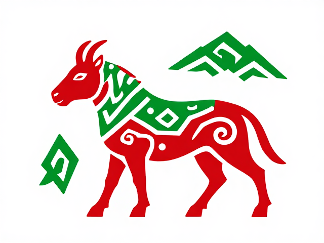 草原动物纹样红绿相间造型粗犷豪放,民族风纹饰设计灵感与视觉解析