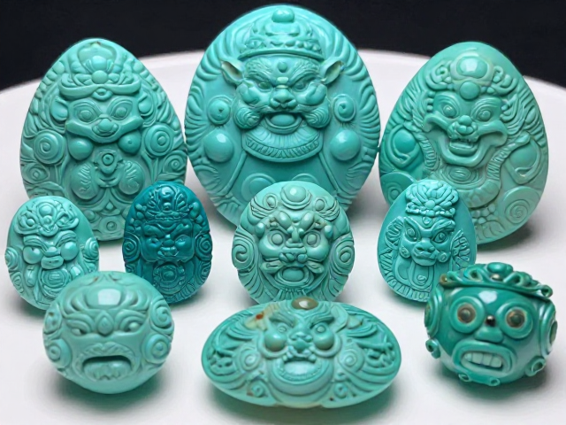 揭秘绿松石成套之美,繁复錾刻纹理鉴赏