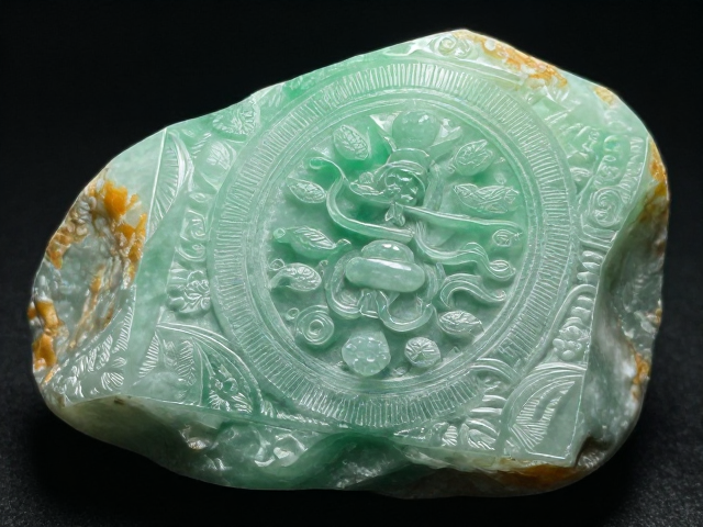 云南翡翠原料繁复錾刻纹理,吉祥寓意浓厚解读