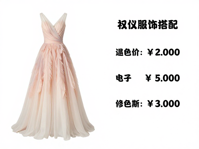 羽色渐变质感礼服,现代仿品替代工艺,礼仪配饰价格适中
