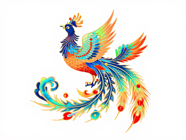 羽色渐变质感与点翠技法,凤凰纹样手绘进阶指南