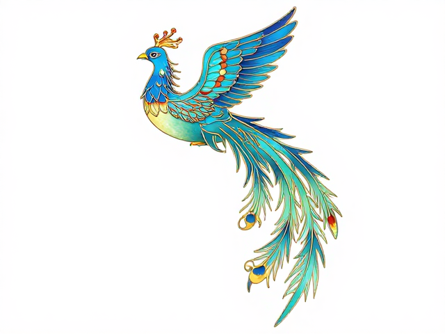 羽色渐变质感与点翠技法,凤凰纹样手绘进阶指南