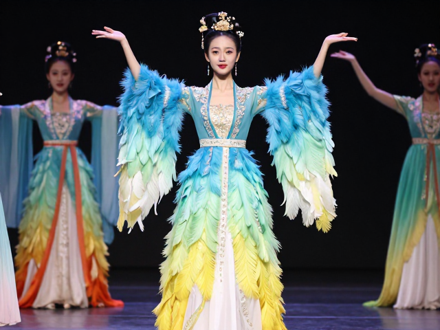 明清盛景,羽色渐变礼服配饰,演绎东方礼仪美学