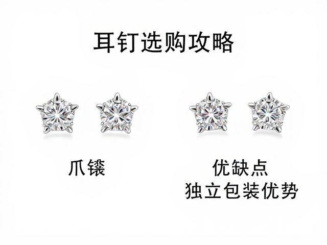 耳钉选购攻略,爪镶工艺优缺点及独立包装优势