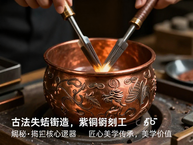 古法失蜡铸造紫铜錾刻工艺解析，揭秘非遗铜器的匠心传承与美学价值