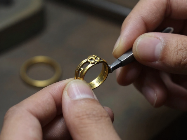 传统金工工作室手作,做旧氧化古典三爪镶戒指,复古质感与匠心工艺详解