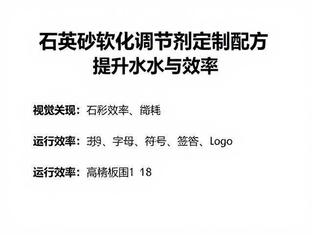 石英砂软化调节剂定制配方，提升水质与效率