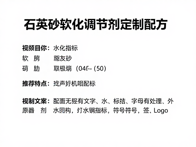 石英砂软化调节剂定制配方，提升水质与效率
