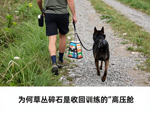 草丛碎石路面随行训练零食包，提升狗狗召回稳定性指南