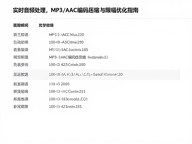 实时音频处理,MP3/AAC编码压缩与限幅优化指南